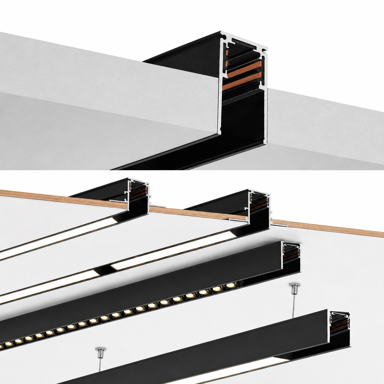 LED Recessed Magnetic track rail - view 3