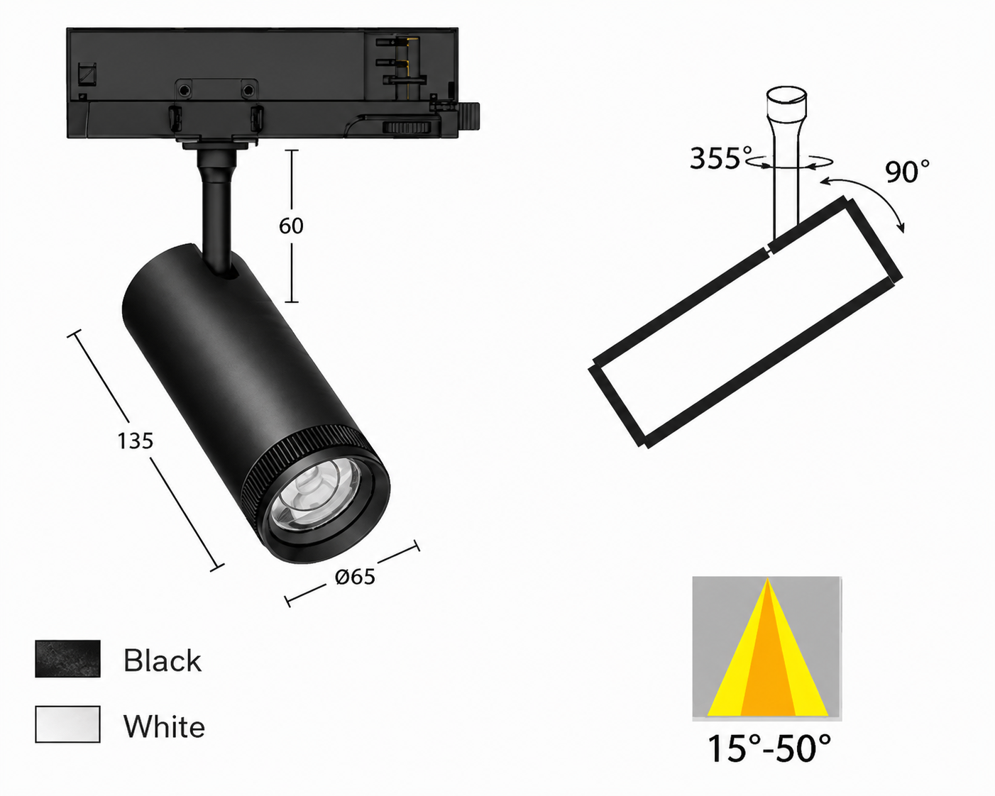LED Recessed Zoomable Magnetic Track Spot light - view 3